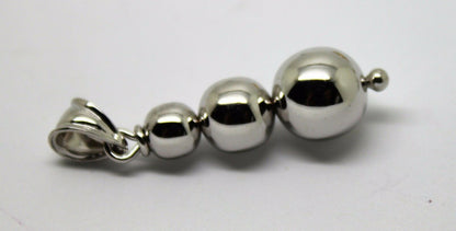 Genuine 9ct Genuine White Gold 3 Three Ball Drop Pendant *