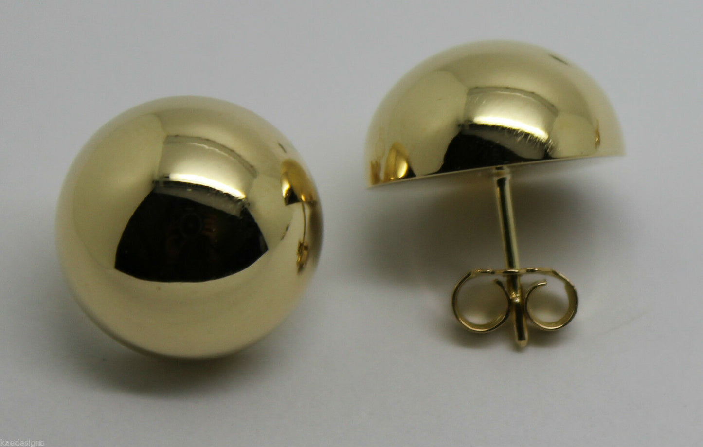 Kaedesigns, 9ct  9k Yellow Or White Or Rose Gold 375 18mm Half Ball Hook Earrings