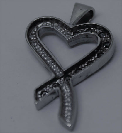 Genuine 9ct 9k 375 White Gold Cubic Zirconia Heart Pendant