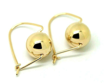 Genuine 9ct Yellow, Rose or White Gold 12mm Euro Ball Plain Drop Large Earrings 1mm size hooks