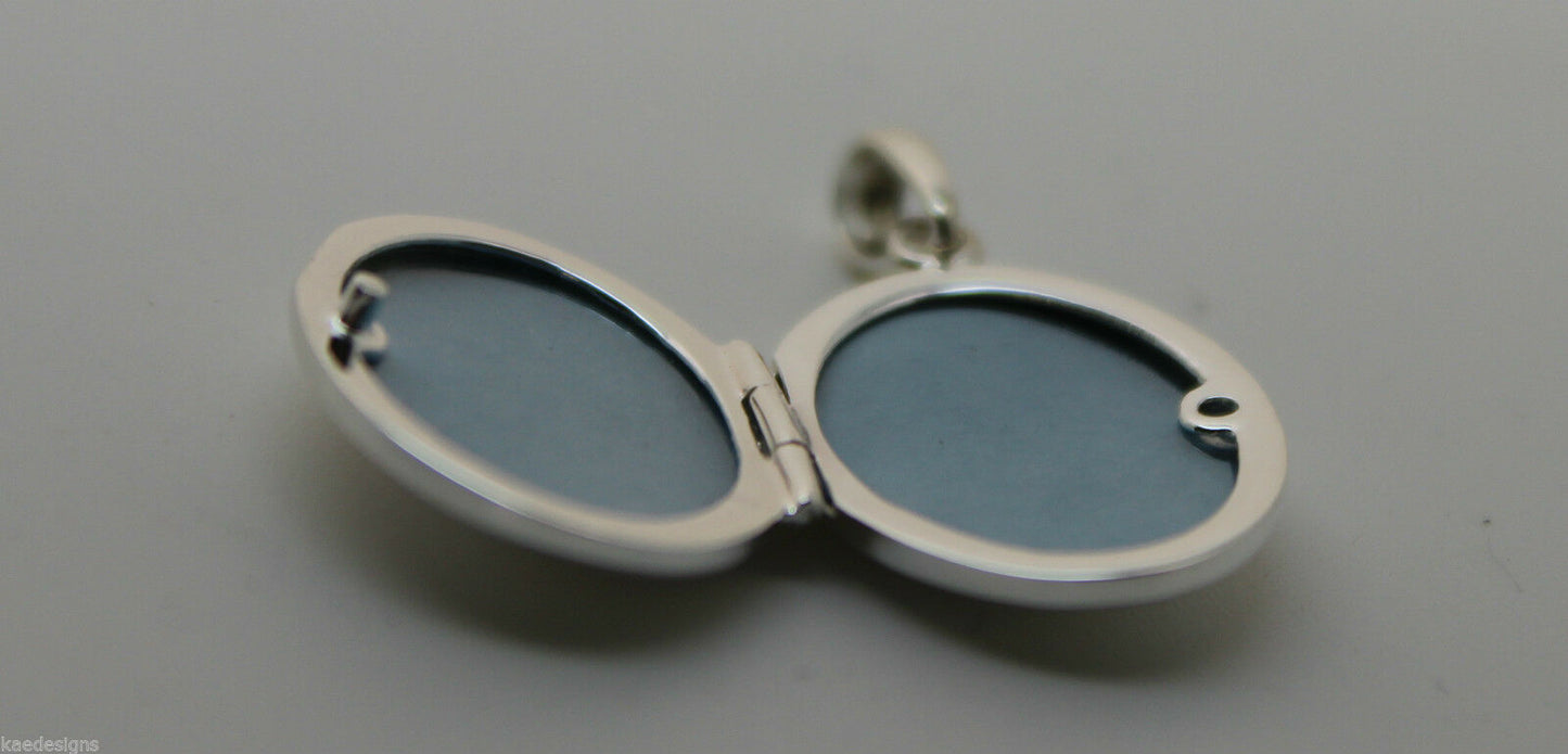 Genuine Sterling Silver 925 Oval Locket Pendant With 2 Photos