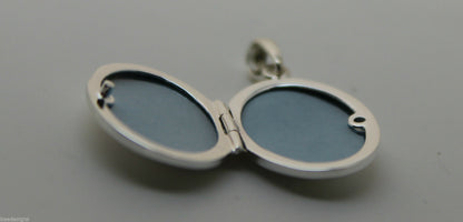Genuine Sterling Silver 925 Oval Locket Pendant With 2 Photos
