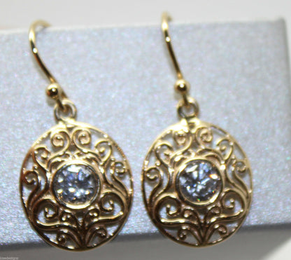 9ct 9k 375 Yellow, White, or Rose Gold Cubic Zirconia Oval Filigree Hook Earrings