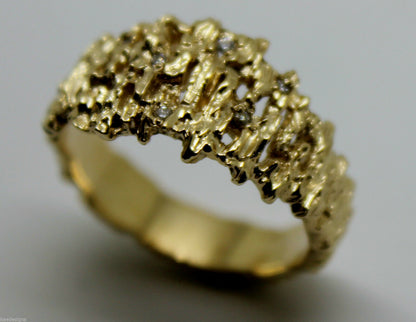 Kaedesigns New Genuine 10ct White or Rose Or Yellow Gold Diamond Nugget Ring