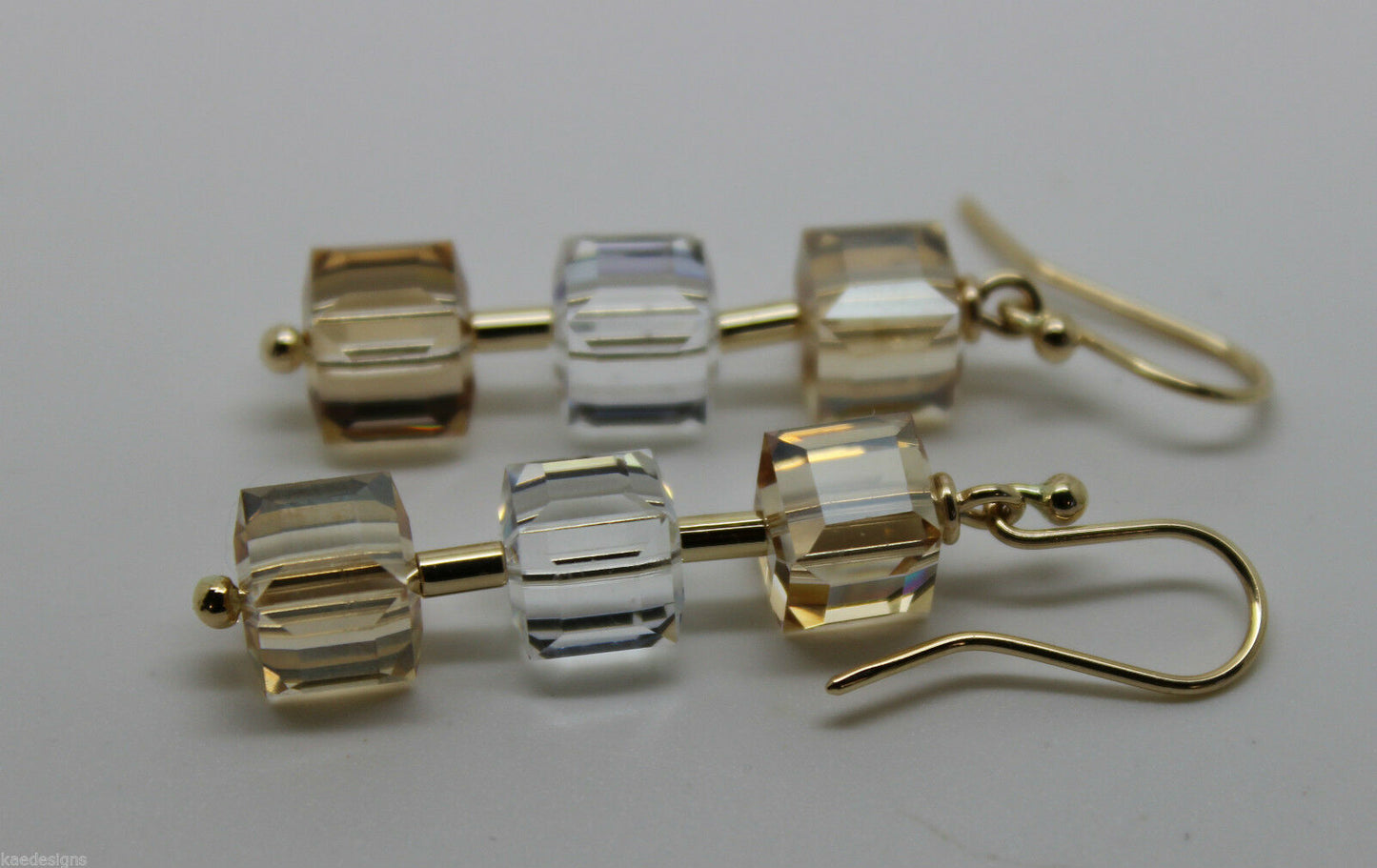 Kaedesigns, Genuine 9ct 9k 375 Yellow Gold Crystal Earrings