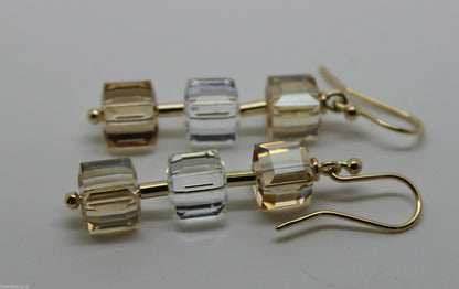 Kaedesigns, Genuine 9ct 9k 375 Yellow Gold Crystal Earrings