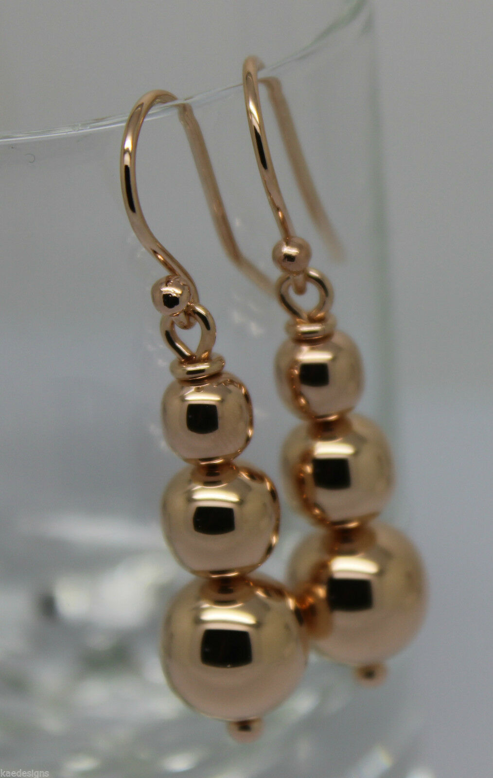 Kaedesigns 9ct 9k 375 Yellow Or White Or Rose Gold 375 Three Ball Drop Ball Earrings