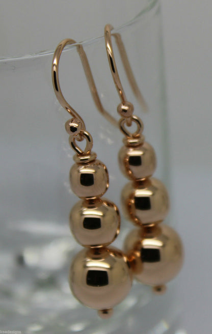 Kaedesigns 9ct 9k 375 Yellow Or White Or Rose Gold 375 Three Ball Drop Ball Earrings