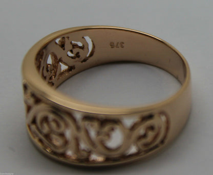 Size N Kaedesigns Genuine 9ct Full Solid Wide Yellow, Rose Or White Gold Filigree Flower Swirl Ring 336