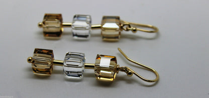 Kaedesigns, Genuine 9ct 9k 375 Yellow Gold Crystal Earrings