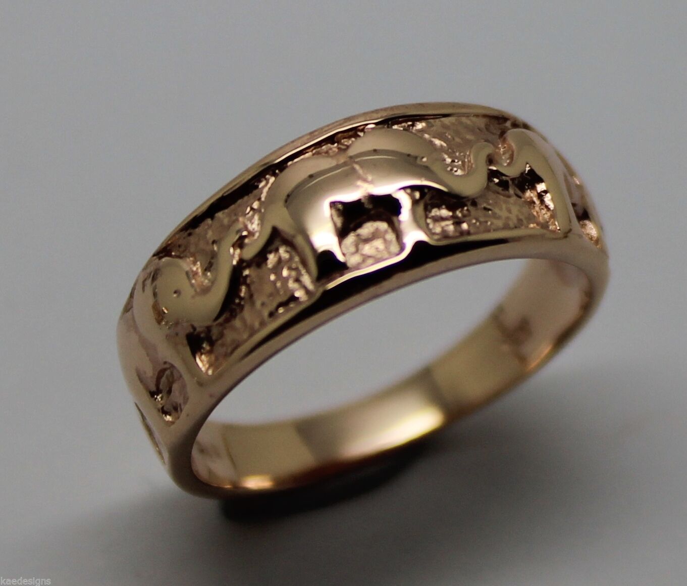 Size K Genuine 9ct 9kt 375 Full Solid Yellow, Rose or White Gold Lucky Elephant Ring 209
