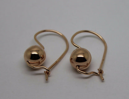 Kaedesigns Genuine 9ct 9k 375 Yellow, Rose or White Gold 8mm Plain Ball Drop Earrings