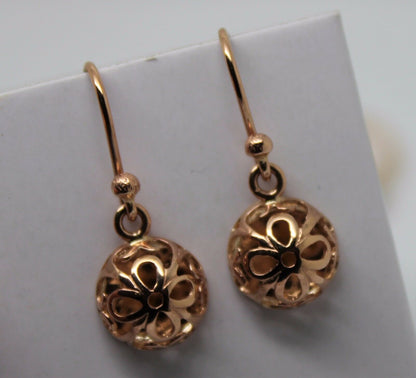 Kaedesigns New 9ct Yellow, Rose or White Gold Half Ball Hook 10mm Flower Earrings