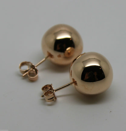 Genuine 9ct 9K Solid Yellow, Rose or White Gold 14mm Stud Ball Earrings