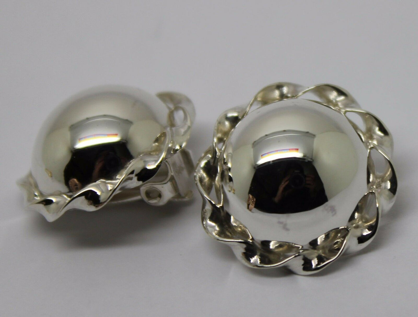 Kaedesigns Sterling Silver 925 Half Large Ball Round Clip On Earrings