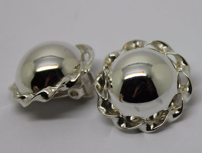 Kaedesigns Sterling Silver 925 Half Large Ball Round Clip On Earrings