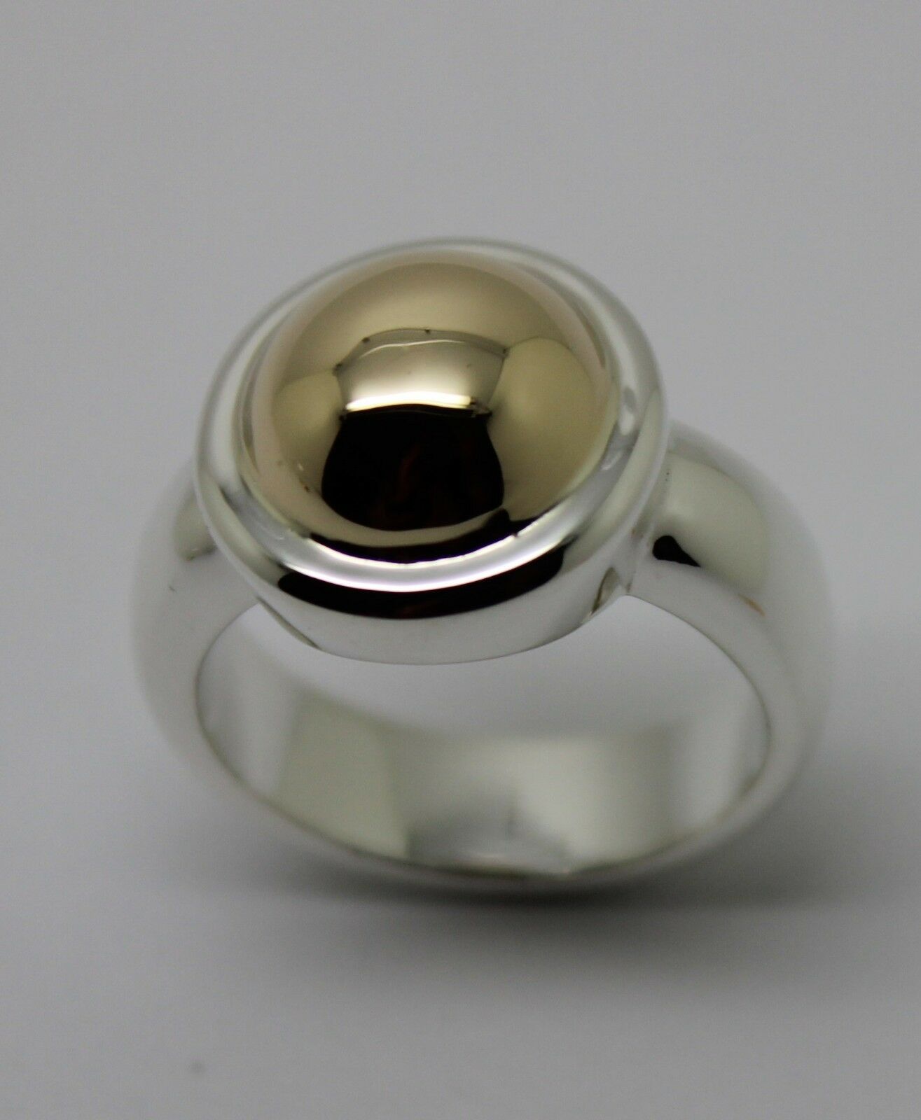 Size M Kaedesigns New Genuine Sterling Silver & 9ct Yellow Gold Half Ball Ring