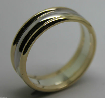 Genuine Full Solid 9ct White & Yellow Gold Heavy Band Ring Size X
