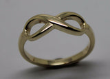 Genuine New 9ct Yellow, Rose or White Gold Solid Infinity Ring Size J