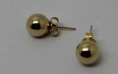 Kaedesigns Genuine 14ct Yellow Gold 7mm Stud Ball Earrings