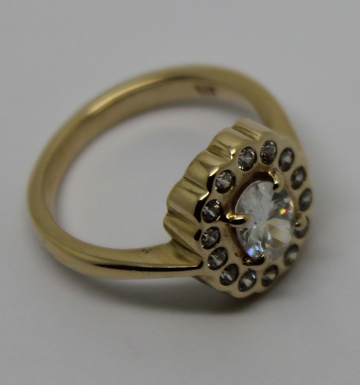 Size L Genuine 9ct Yellow Gold Oval Cubic Zirconia Ring
