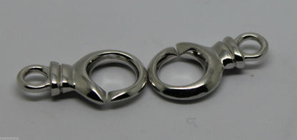 Sterling Silver 925 Pearl Clasp Interlocking Clasp With Loop (2 Pieces)