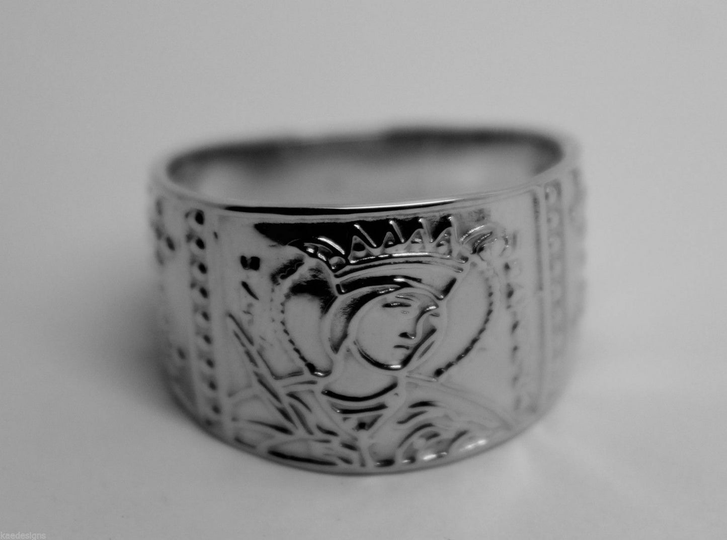 Size T / 9 3/4  Sterling Silver 925 St Saint Catherine Ring