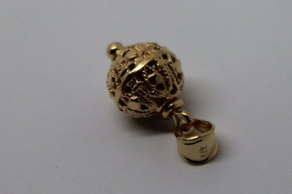 Genuine New 9ct 9k Filigree Yellow, Rose or White Gold Ball 10mm Pendant