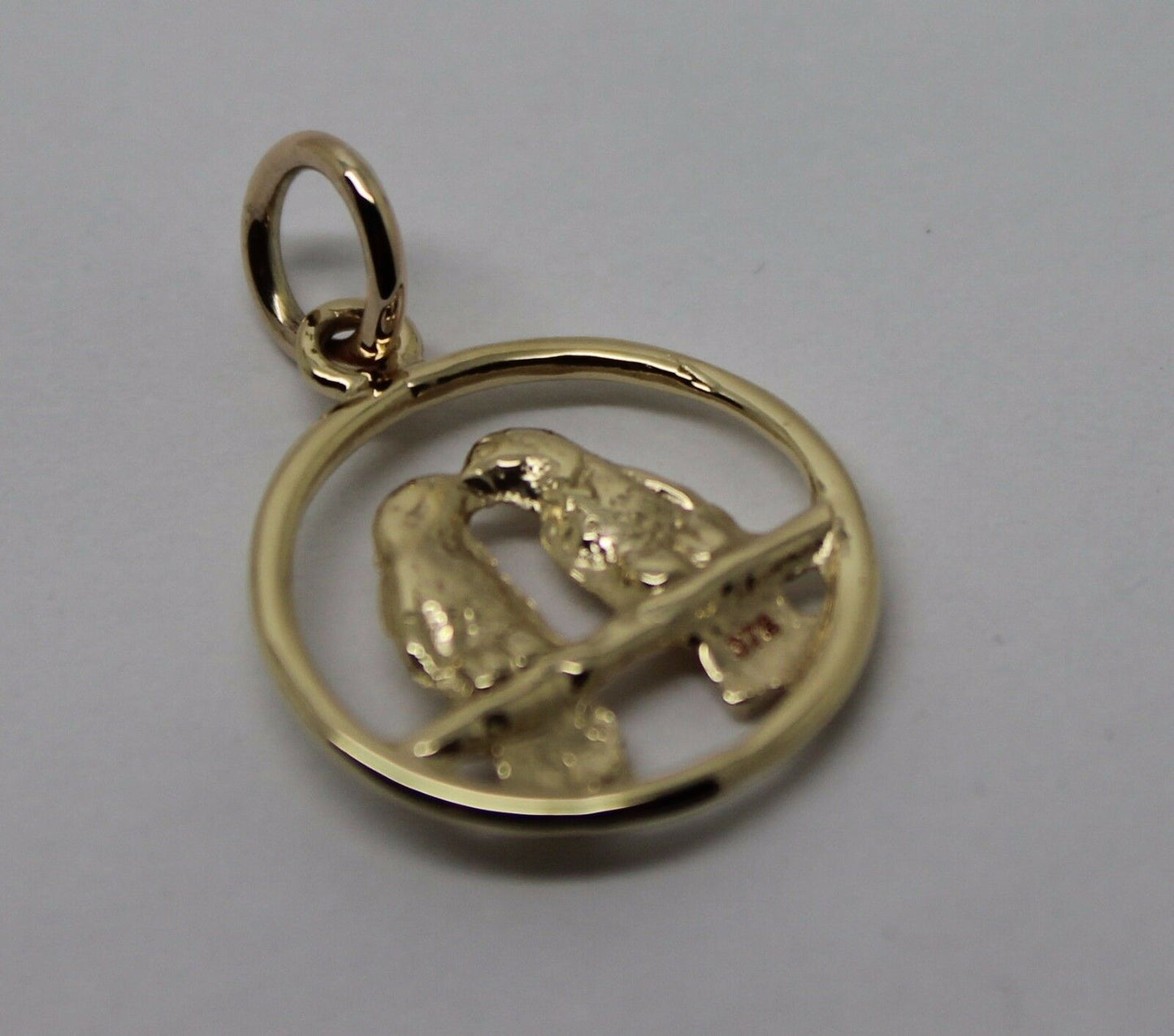 Genuine 9ct Yellow or Rose or White Gold or Silver Lovebirds Love Birds Pendant