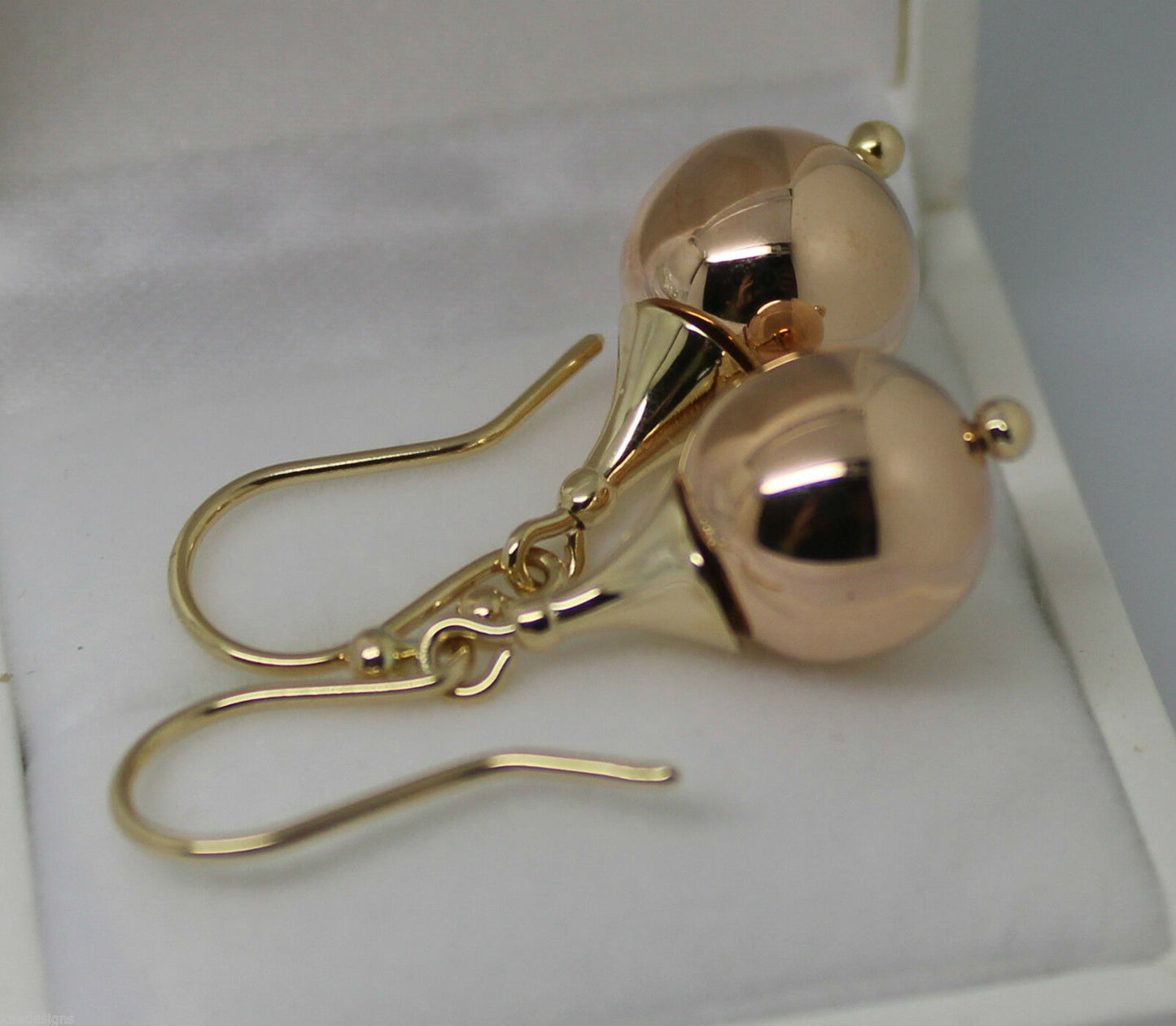 Genuine 9ct 9k 375 Yellow & Rose Gold 12mm Ball Earrings