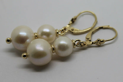 Genuine 9ct 9k 375 Yellow or Rose Gold 6mm & 8mm White Pearl Continental Clip Earrings