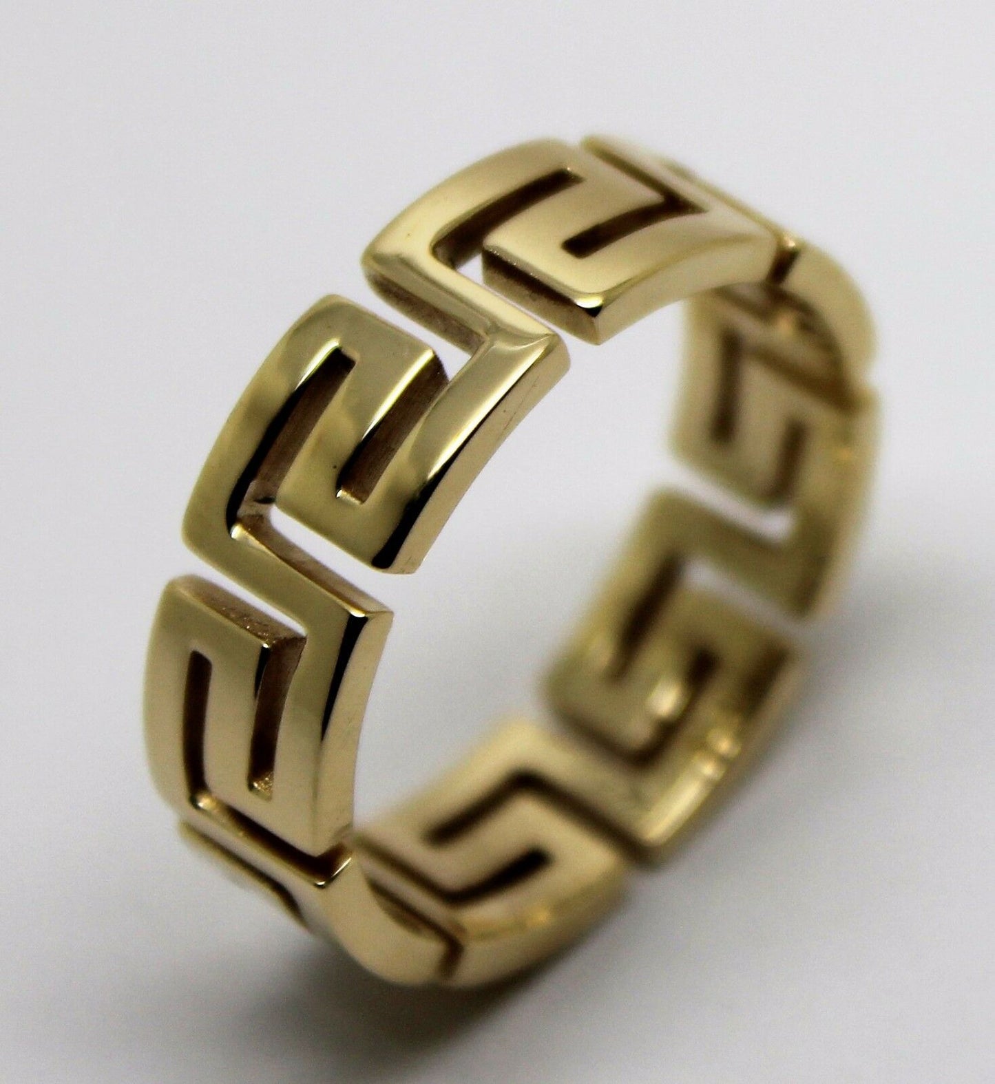 Genuine Size R / 8 5/8 Solid 9ct 9k Heavy Yellow, Rose or White Gold Greek Key Ring