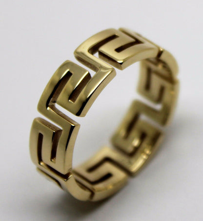 Genuine Size R / 8 5/8 Solid 9ct 9k Heavy Yellow, Rose or White Gold Greek Key Ring