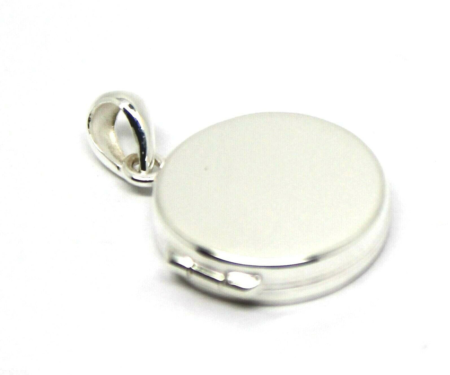 Genuine Sterling Silver 925 Small Flat Round Plain Locket With 2 Photos