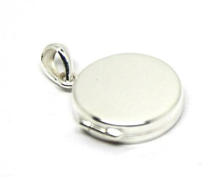 Genuine Sterling Silver 925 Small Flat Round Plain Locket With 2 Photos