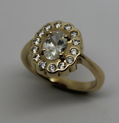 Size L Genuine 9ct Yellow Gold Oval Cubic Zirconia Ring