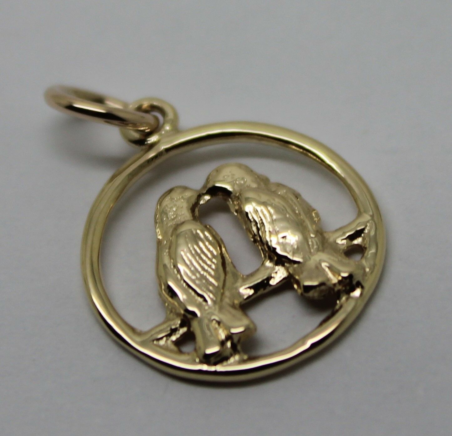 Genuine 9ct Yellow or Rose or White Gold or Silver Lovebirds Love Birds Pendant