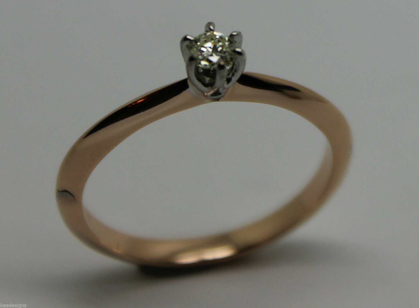GENUINE NEW  Solitaire 0.10 Carat Round Diamond  Ring 18K 18ct 750 ROSE Gold