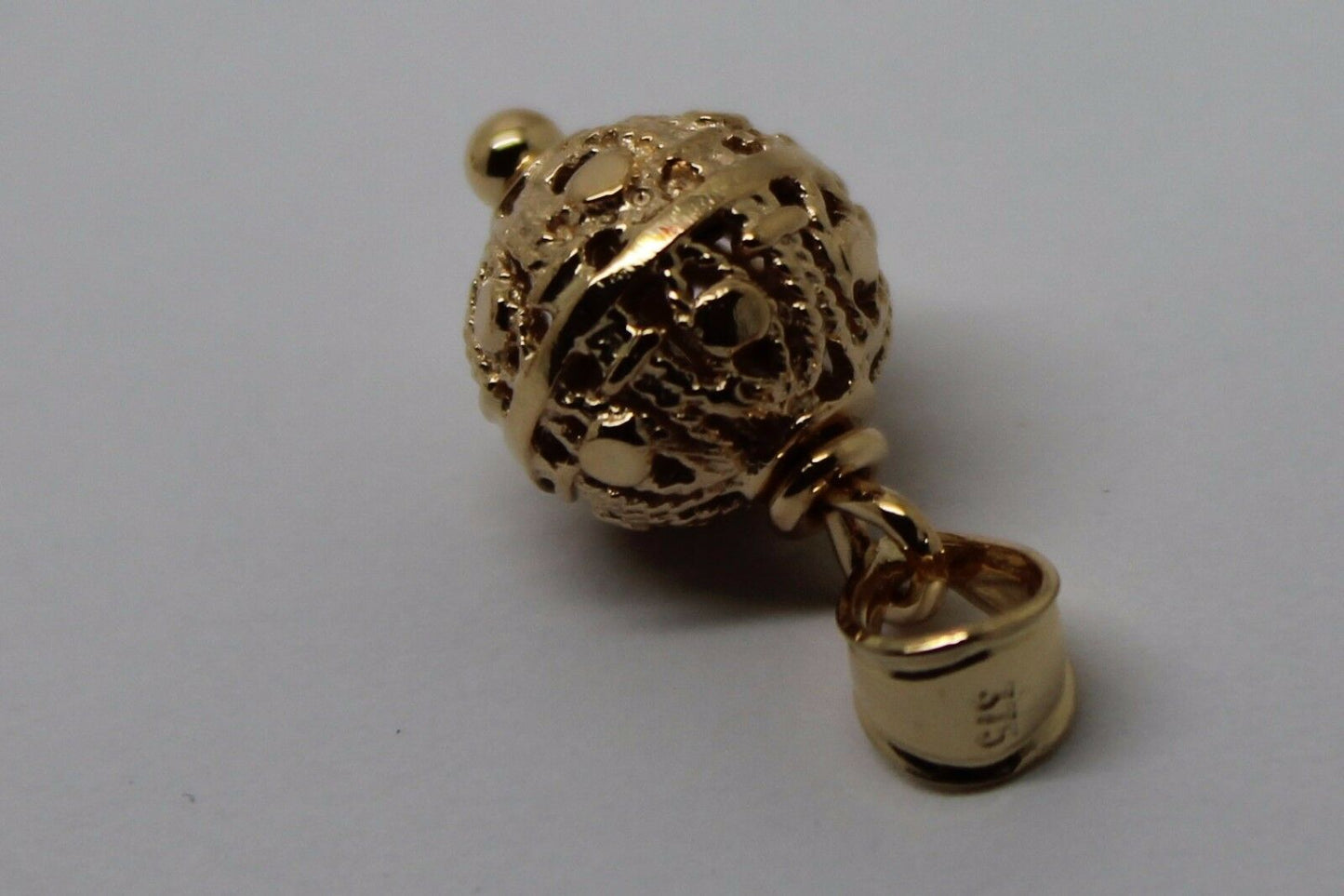 Genuine New 9ct 9k Filigree Yellow, Rose or White Gold Ball 10mm Pendant