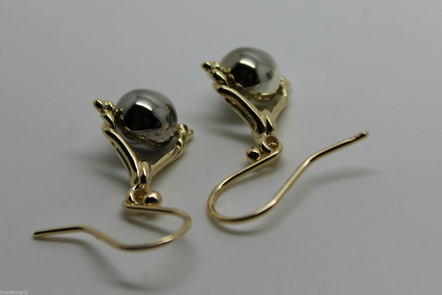 Genuine 9ct 9K 375 Solid Yellow And White Gold Plain Ball Spinner Earrings 435