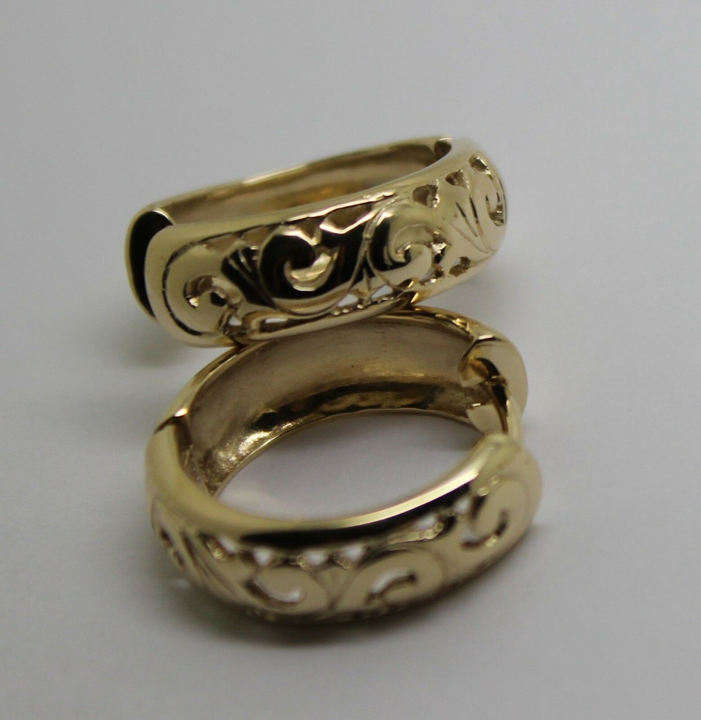 Kaedesigns Genuine 9ct 9k 375 Solid Yellow, Rose or White Gold Hoop Filigree Huggies Earrings