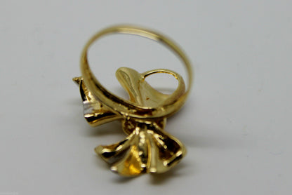 Size M Solid 18ct 750 Rose, Yellow And White Gold Bow Ring