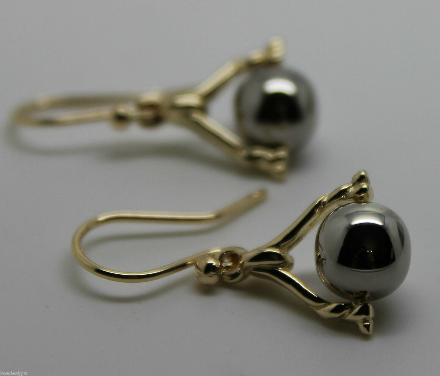 Genuine 9ct 9K 375 Solid Yellow And White Gold Plain Ball Spinner Earrings 435