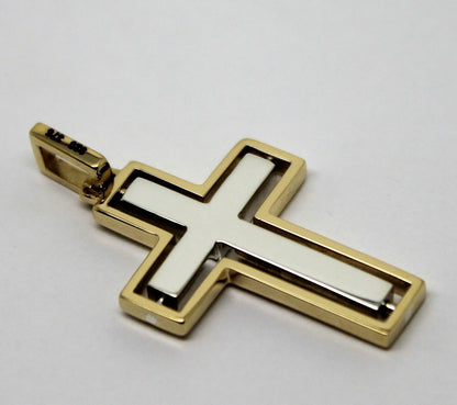 Genuine 9ct Yellow Gold & Sterling Silver Cross Pendant