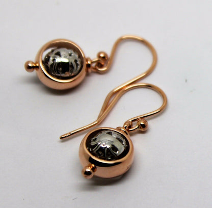 Kaedesigns Genuine 9ct 9k 375 Rose & White Gold Filigree Belcher Ball Earrings