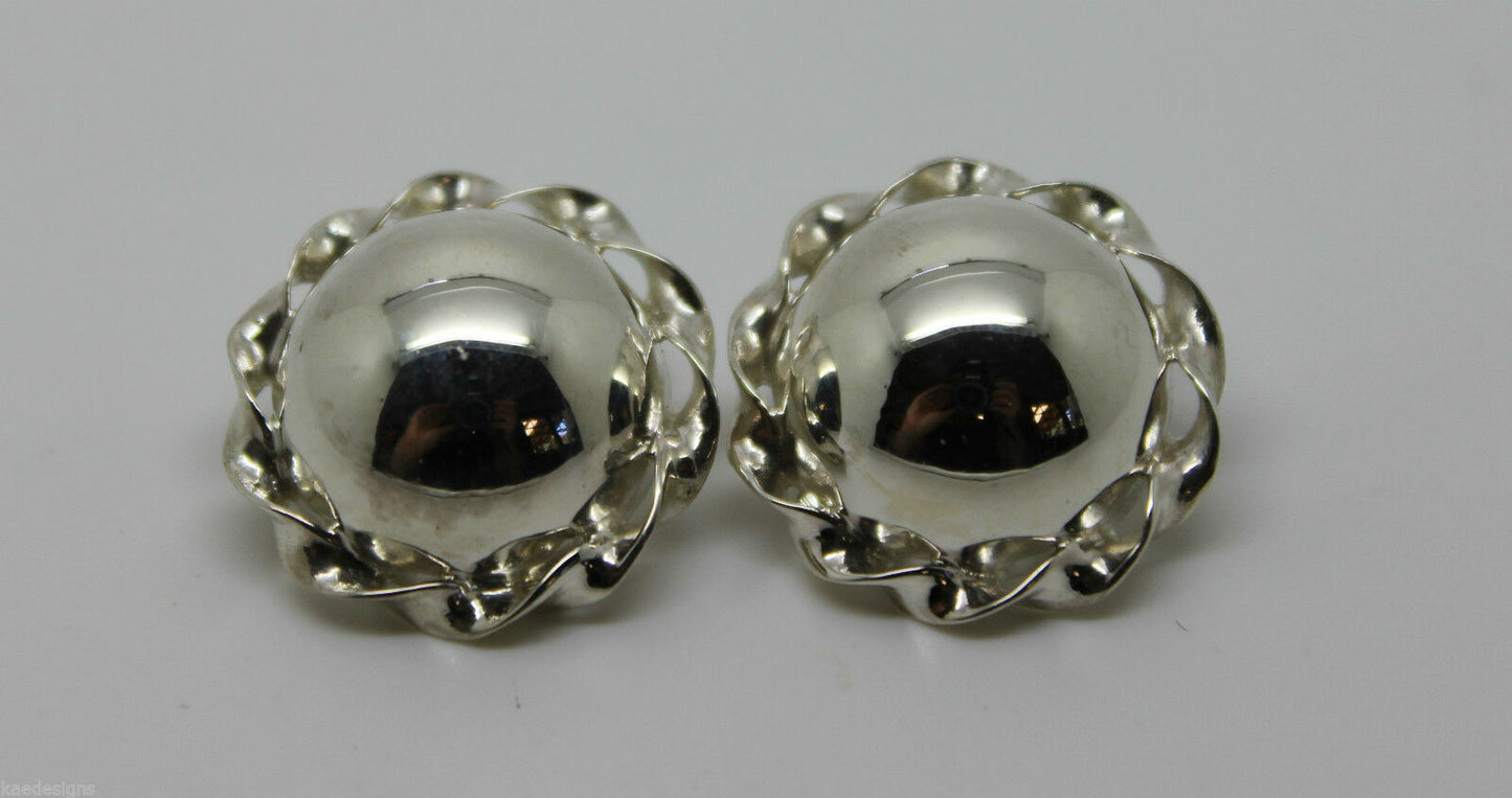 Kaedesigns Sterling Silver 925 Half Large Ball Round Clip On Earrings
