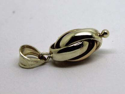 Genuine 9ct 9k 375 Yellow & White Gold Oval Triple Belcher Ball Pendant