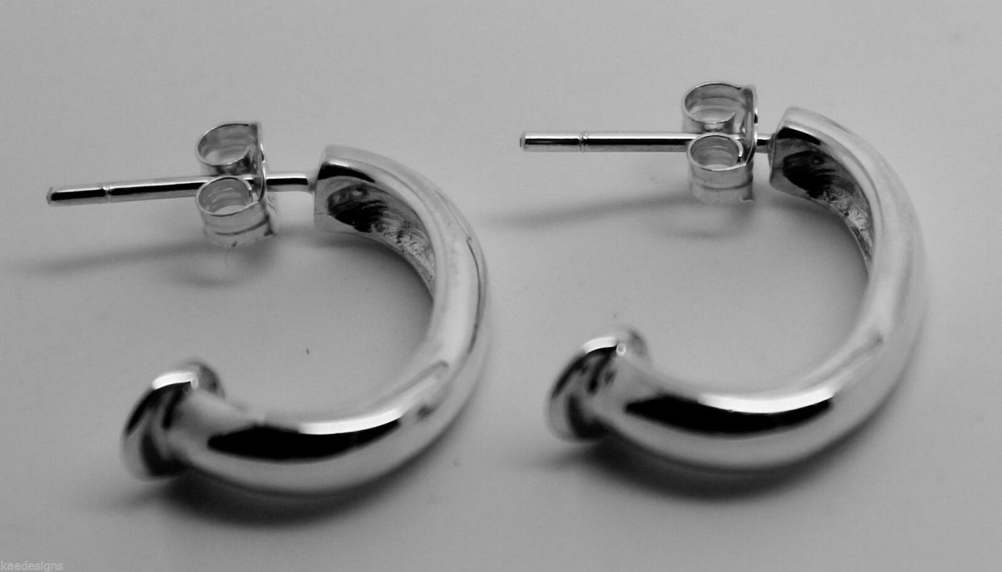 Genuine Sterling Silver 925 C Stud Earrings Butterfly Backs