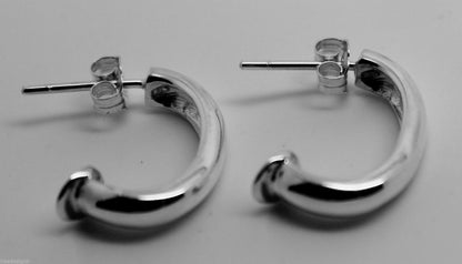 Genuine Sterling Silver 925 C Stud Earrings Butterfly Backs