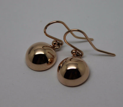 Genuine 9kt 9ct 375 Solid Yellow, Rose & White Gold 12mm Half Plain Ball Earrings